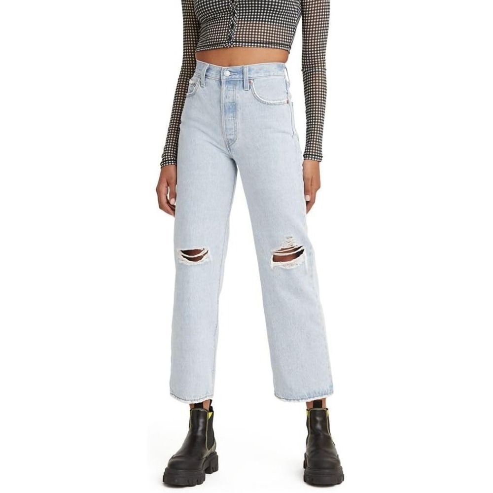 Levi's Women's Premium Ribcage Straight Ankle Jeans, Ojai Up-Light Indigo, 28/27